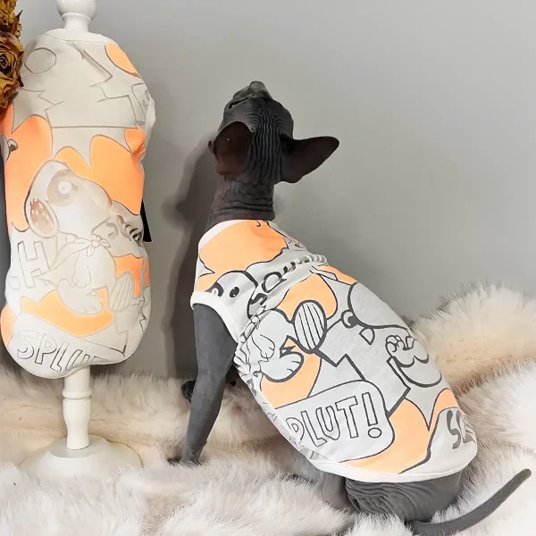 Snoopy Orange Tank Tops for Sphynx