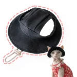 Bucket Hat with Ear Hole for Cats - Black