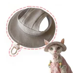 Bucket Hat with Ear Hole for Cats - Light grey