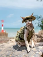 Outdoor Military Denim Vest for Sphynx