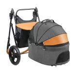 Pet Cat Stroller 3 Wheel Foldable Travel Jogger Cat Stroller with Detachable Carrier