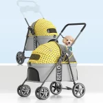 Pet Stroller for Cats Large 4 Wheels Foldable Non-detachable Cat Stroller