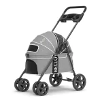 Pet Stroller for Cats Large 4 Wheels Foldable Non-detachable Cat Stroller - Gray - L