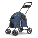 Pet Stroller for Cats Large 4 Wheels Foldable Non-detachable Cat Stroller - Navy blue - M