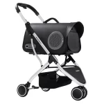Cat Stroller with Detachable Removable Carrier - Black