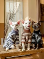 Cotton Striped Bottoming Shirt for Cats