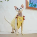 Pure Cotton Bow Tank Tops for Cats - Yellow