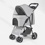 Cat Carrier Stroller Travel Folding Carrier - Linen gray