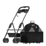 Cat Pram with Detachable Carrier - Black