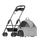 Cat Pram with Detachable Carrier - Gray