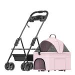 Cat Pram with Detachable Carrier - Pink