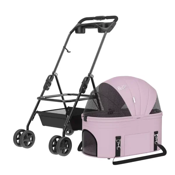 Detachable Cat Stroller, Strap Cat Bag - Lotus root pink