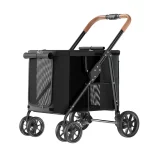 Large Cat Stroller, Foldable Large Space Cat Stroller - Black