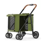 Large Cat Stroller, Foldable Large Space Cat Stroller - Green