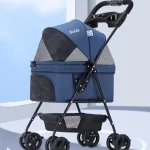 Lightweight Folding Pet Stroller, Non-detachable, One-button Folding
