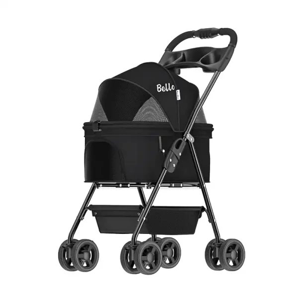 Lightweight Folding Pet Stroller, Non-detachable, One-button Folding - Black