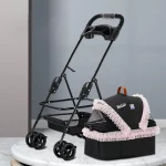 Pet Cat Stroller with Detachable Carrier, Lace Design