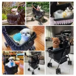 Pet Cat Stroller with Detachable Carrier, Lace Design