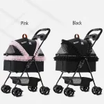 Pet Cat Stroller with Detachable Carrier, Lace Design