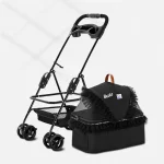 Pet Cat Stroller with Detachable Carrier, Lace Design - Black