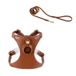 Airtag Cat Collar Airtag Holder Harness Leash for Pets - Brown