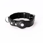Airtag Collar for Cats Waterproof Leather Breakaway Collar - Black