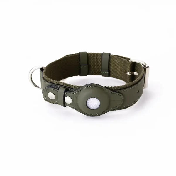 Airtag Collar for Cats Waterproof Leather Breakaway Collar - Green