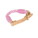 Braided Cotton Rope Cat Collar Leash - Collar Pink