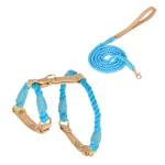 Braided Cotton Rope Cat Collar Leash - Leash Harness Blue