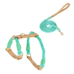 Braided Cotton Rope Cat Collar Leash - Leash Harness Green
