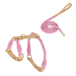 Braided Cotton Rope Cat Collar Leash - Leash Harness Pink