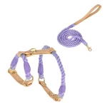Braided Cotton Rope Cat Collar Leash - Leash Harness Purple