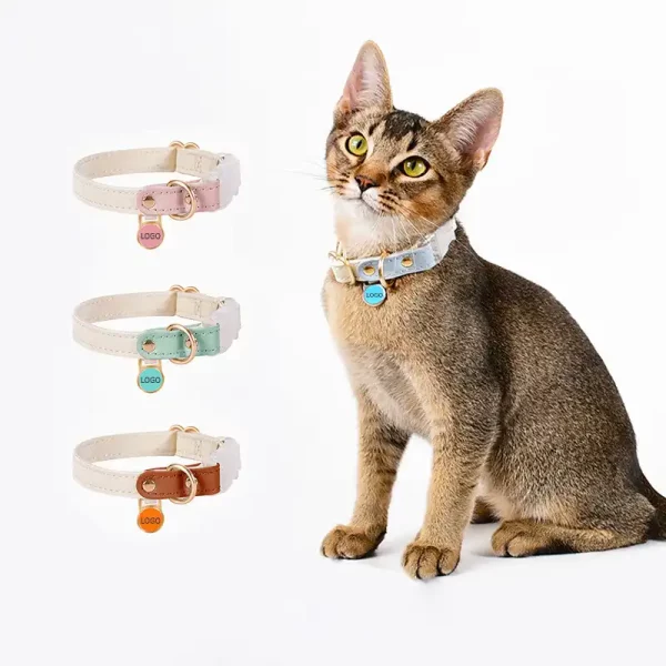 Buckle Cat Collar Customized Name Leather Collar for Cats