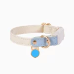 Buckle Cat Collar Customized Name Leather Collar for Cats - Blue