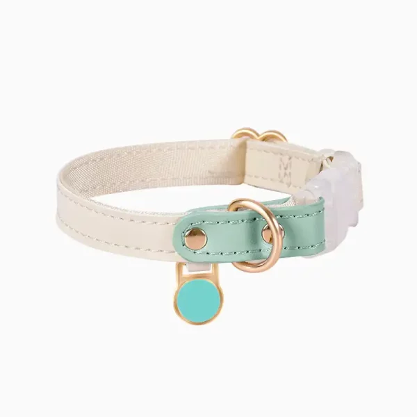 Buckle Cat Collar Customized Name Leather Collar for Cats - Green