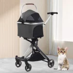 Cat Carriage Stroller with Detachable Carrier - Black