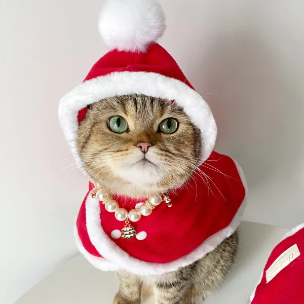 Christmas Pearl Collar Necklace for Cats