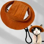 Corduroy Ear-free Bucket Hat for Cats - Orange