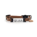 Custom Cat Collars Leather Laser Lettering - Brown-Customized