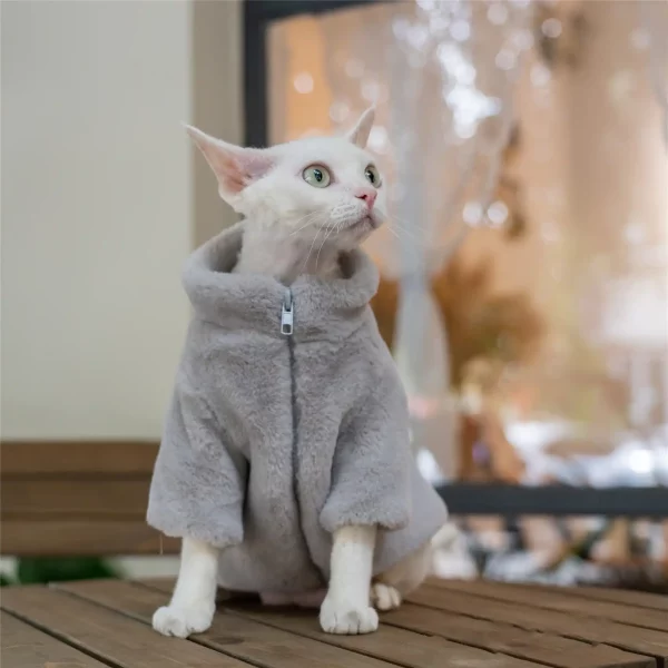 Faux Rabbit Fur Windproof Fur Coat for Cats - Gray