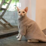 Faux Rabbit Fur Windproof Fur Coat for Cats - Gray