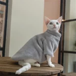 Faux Rabbit Fur Windproof Fur Coat for Cats - Gray