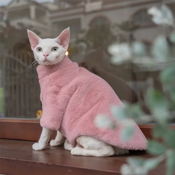 Faux Rabbit Fur Windproof Fur Coat for Cats - Pink