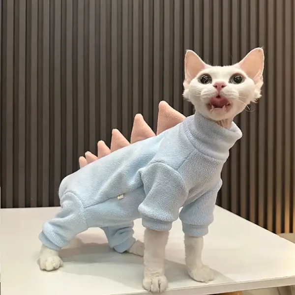 Four Legs Winter Dinosaur Costumes for Cats - Blue