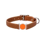 Genuine Leather Cat Collar Customized Pets Names - Brown