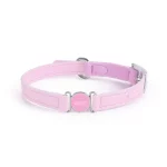Genuine Leather Cat Collar Customized Pets Names - Pink