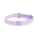 Genuine Leather Cat Collar Customized Pets Names - Purple