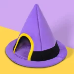 Halloween Witch Hat Shape Fully Enclosed Cat Bed