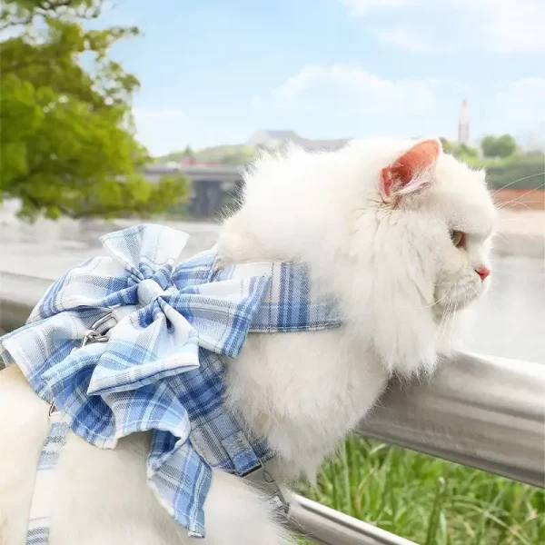 JK Plaid Dress Harness Leash for Cats