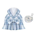 JK Plaid Dress Harness Leash for Cats - Blue